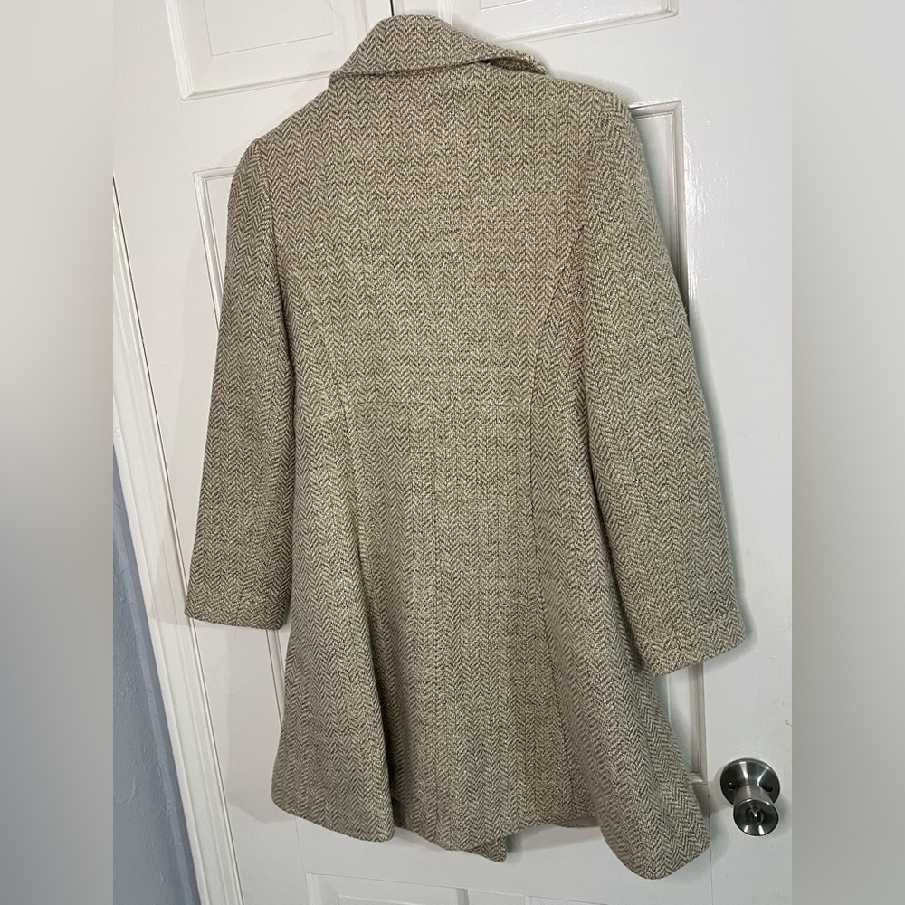 Via Spiga Beige Herringbone Pea Coat - Picture 3 of 5